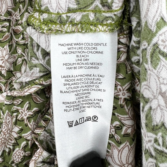 ANTHROPOLOGIE Dress Womens XS Green Robin Tiered Mini Short Sleeve Floral Print - Picture 13 of 16